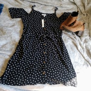 Polka dot button up dress